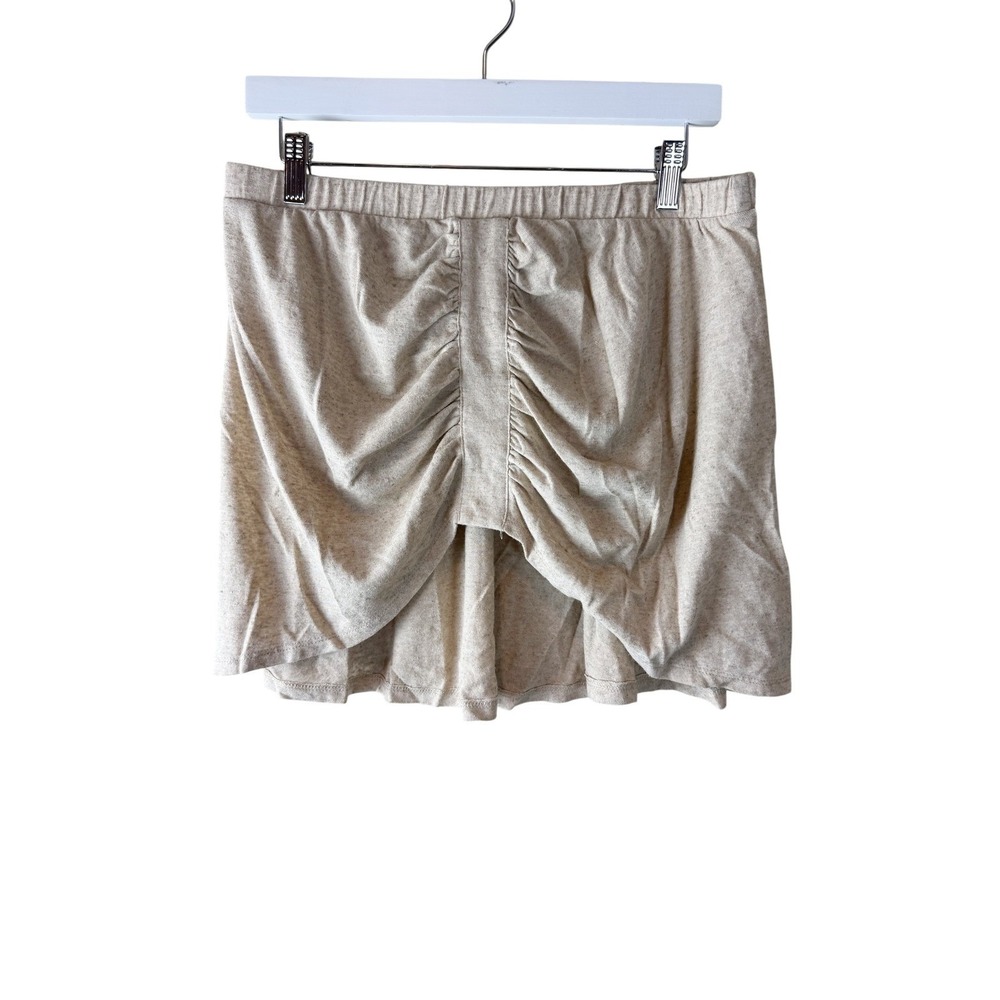Free People Beach Oatmeal Linen Blend Ruched Tulip Mini Skirt Medium